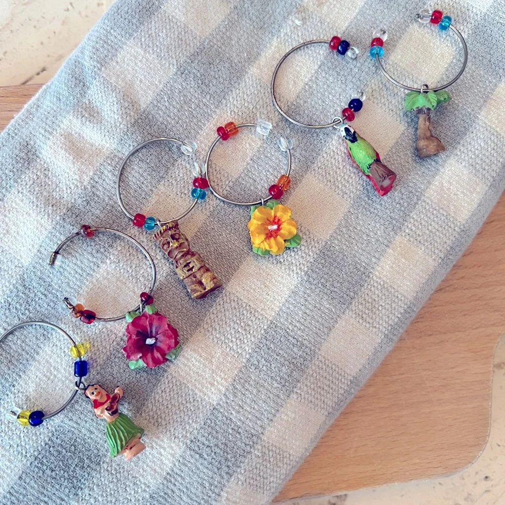 Christmas Tree Cheese Spreaders and Hawaiian Wine Charms